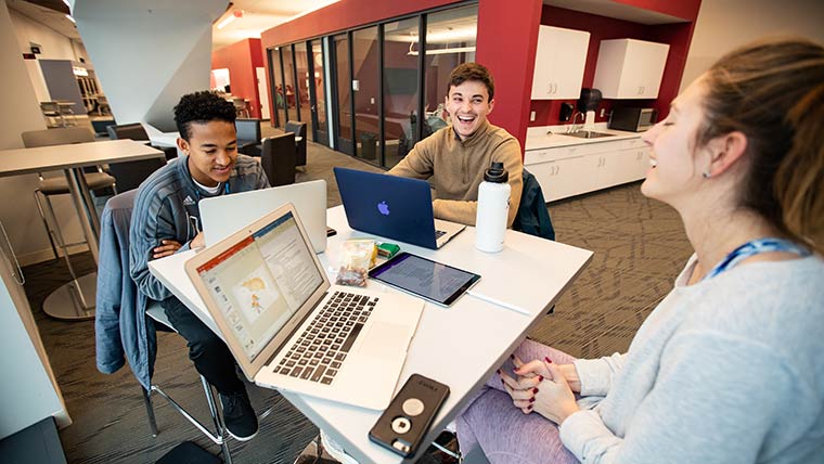 Students in study lounge.